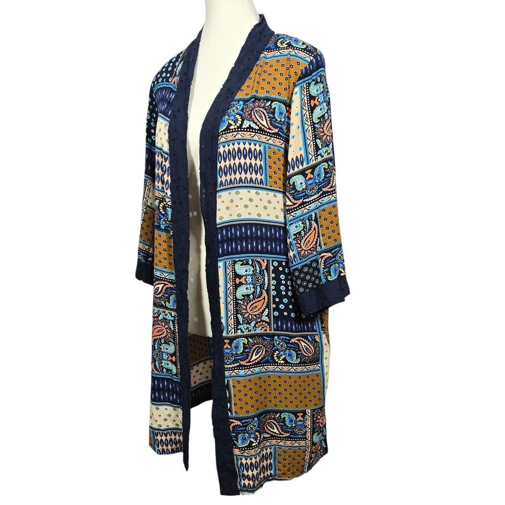 Luna Moon Anthropologie Patchwork Kimono Size S Open Front Duster Jacket Robe